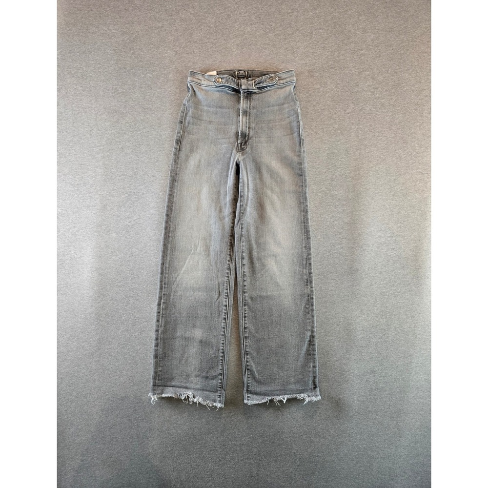 Mother Jeans Womens 27 Grey The Loop De Loop Fray Wide Leg High Rise Baggy Denim